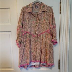 Juliet Dunn Pink and Green Floral Dress